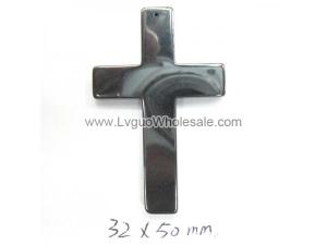 Hematite Cross Pendant  32x50mm